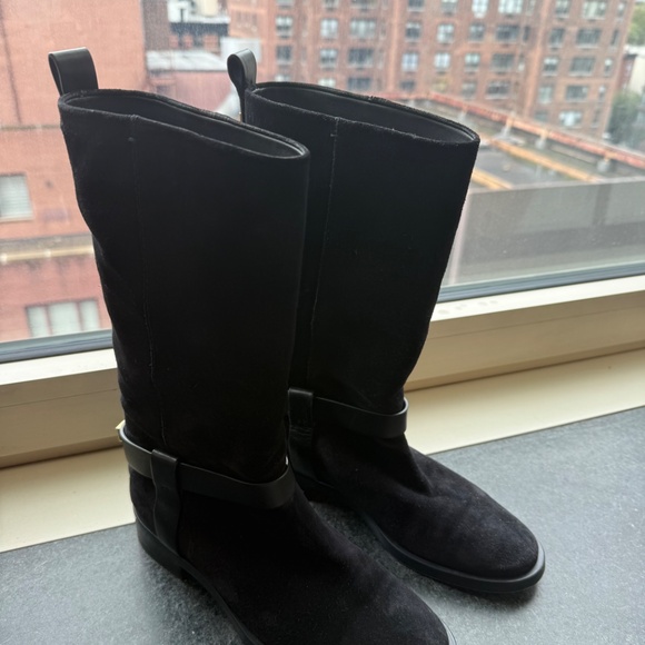 Suede Black Moto Boots - Picture 2 of 4